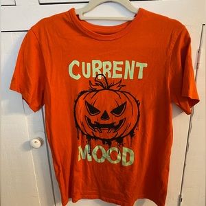 Childrens Place short sleeve Halloween pumpkin orange tea size 10/12 or L.